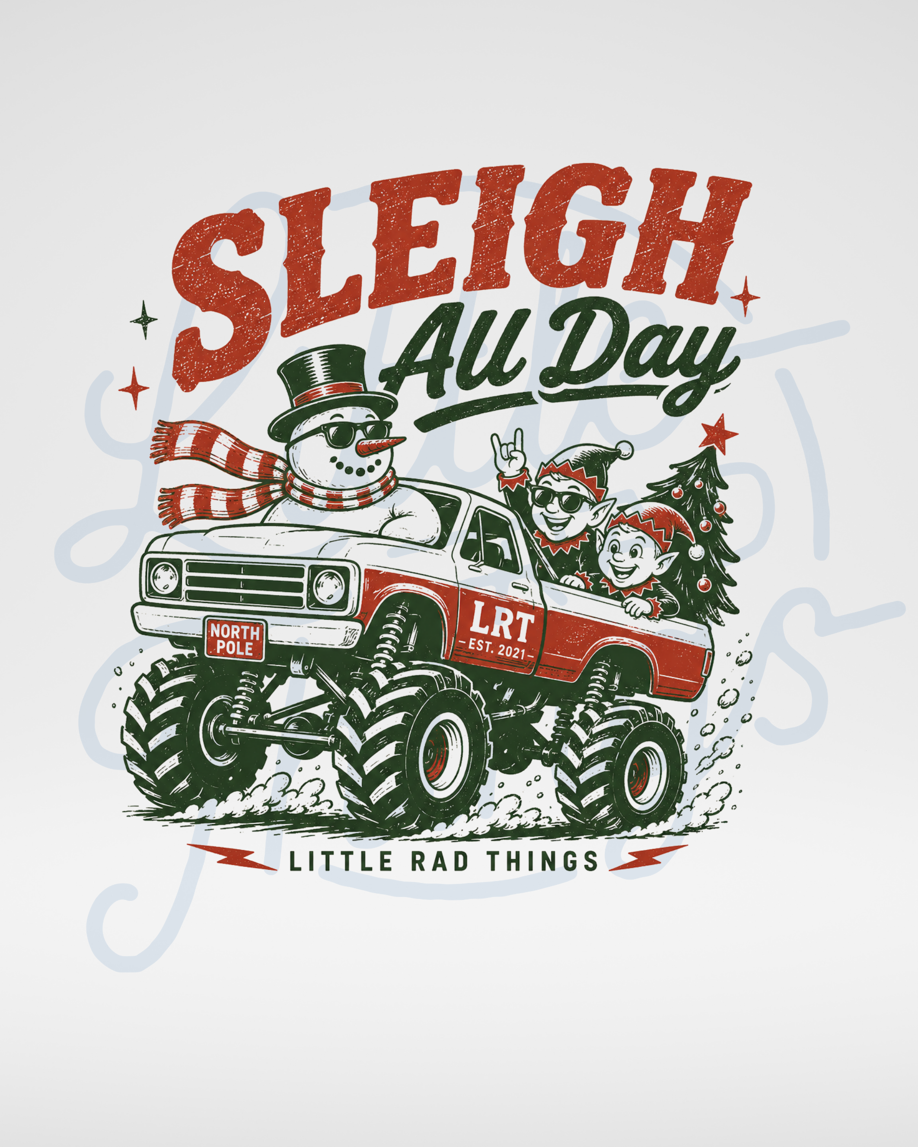 Sleigh All Day Christmas Monster Truck Toddler Tee – Beige
