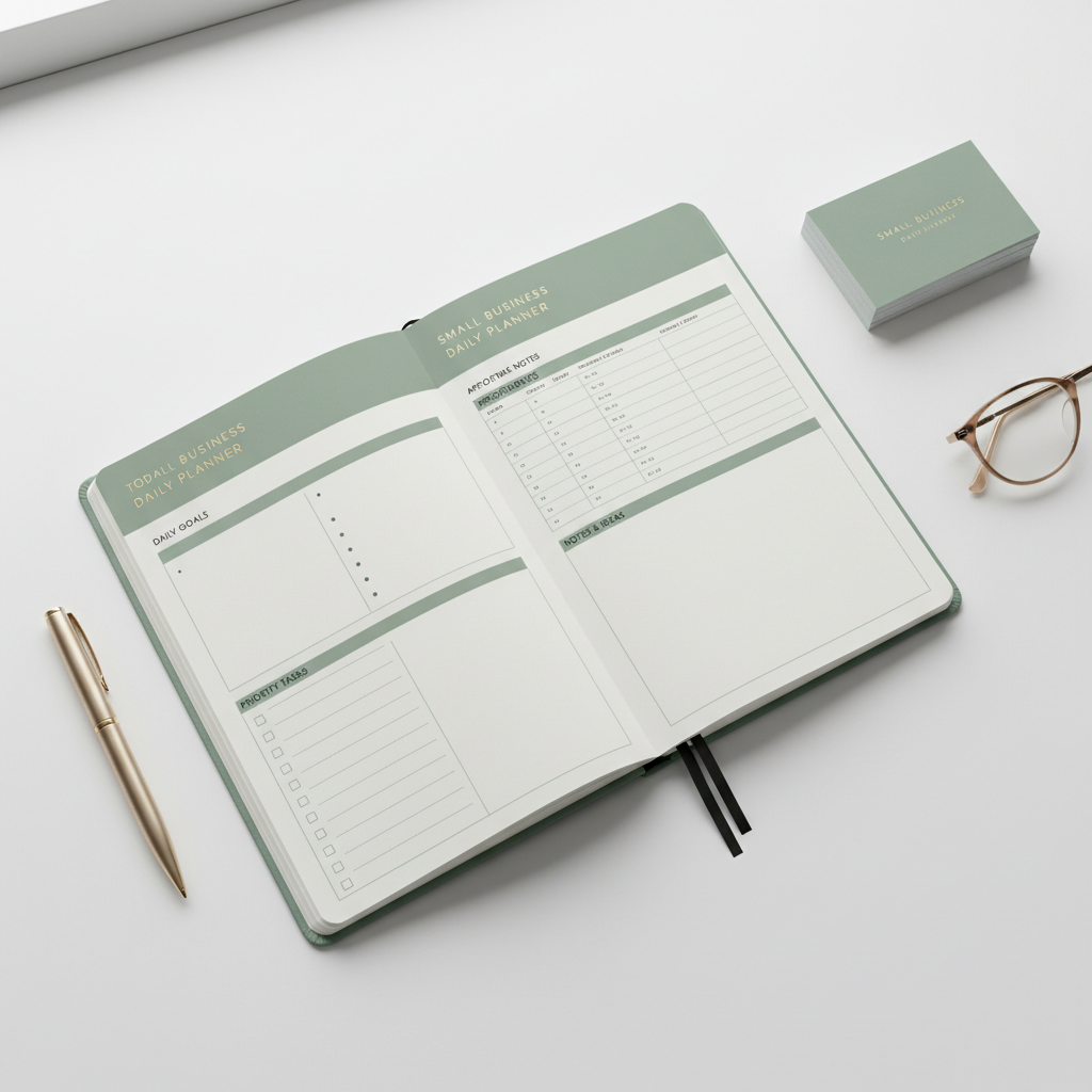 Small Business Daily Planner printable template mockup