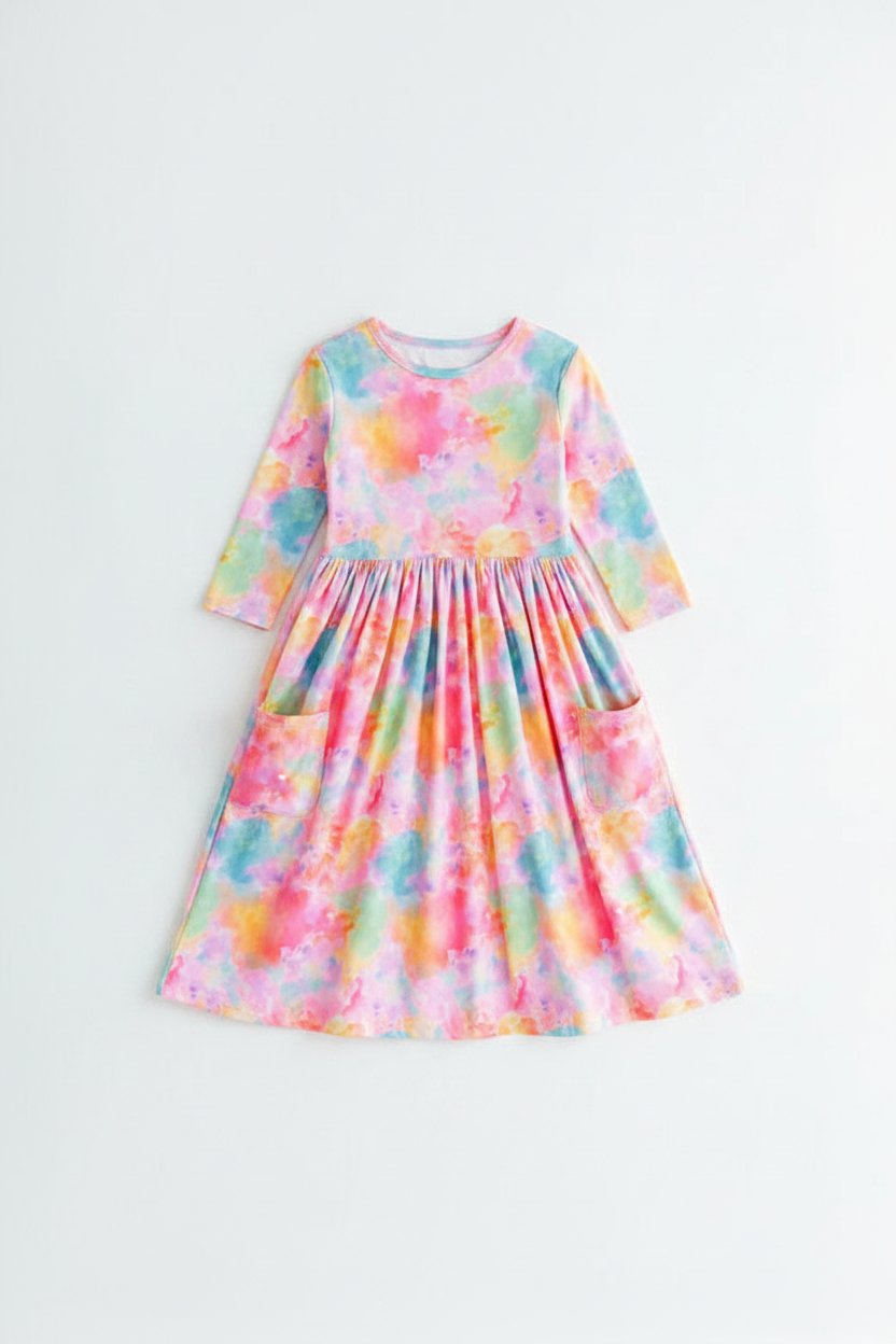 Swirly Whirly Watercolor Twirl Dress